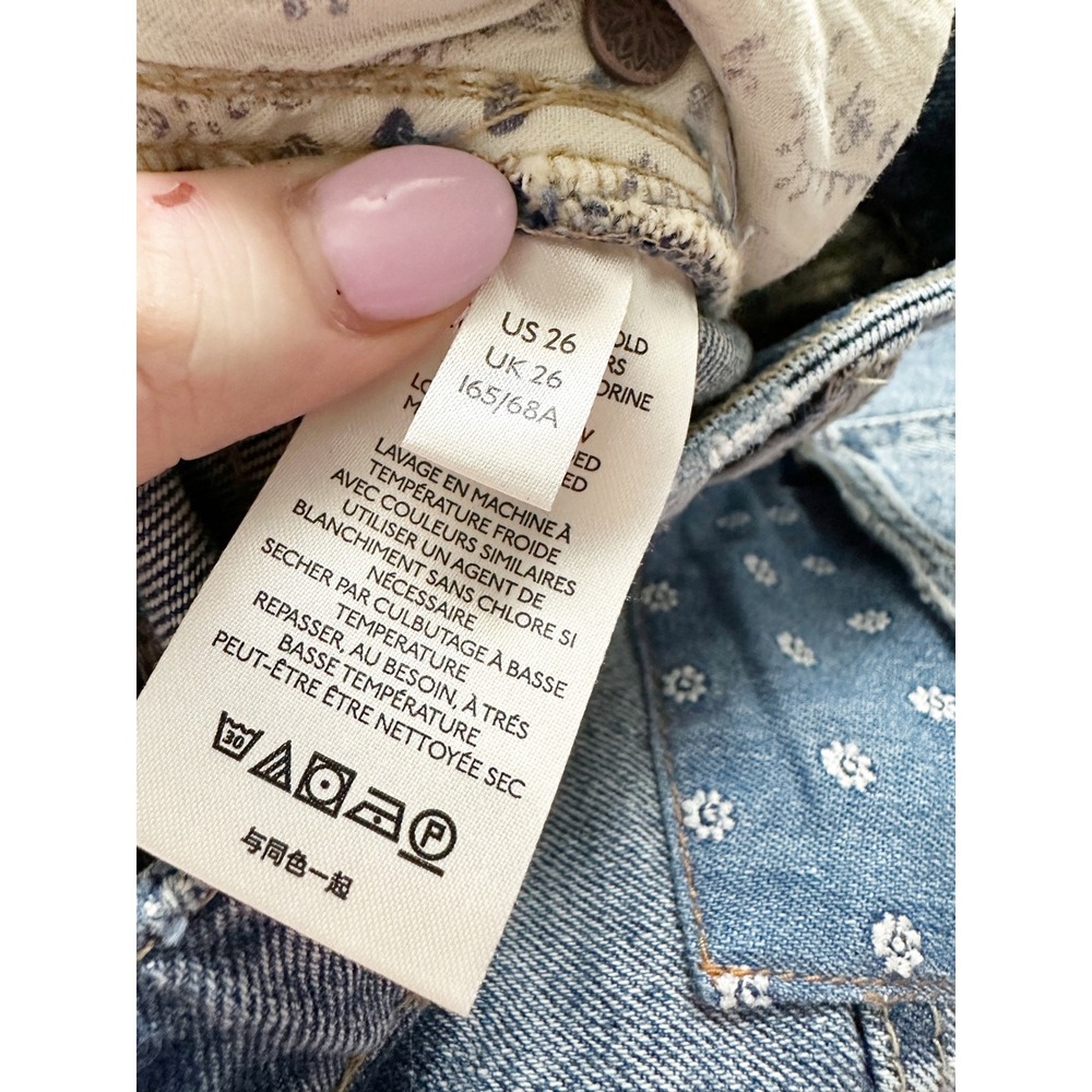 We The Free Belladonna Patchwork Cropped Kick Flare Blue Jeans Women's Size 26 - Picture 5 of 11